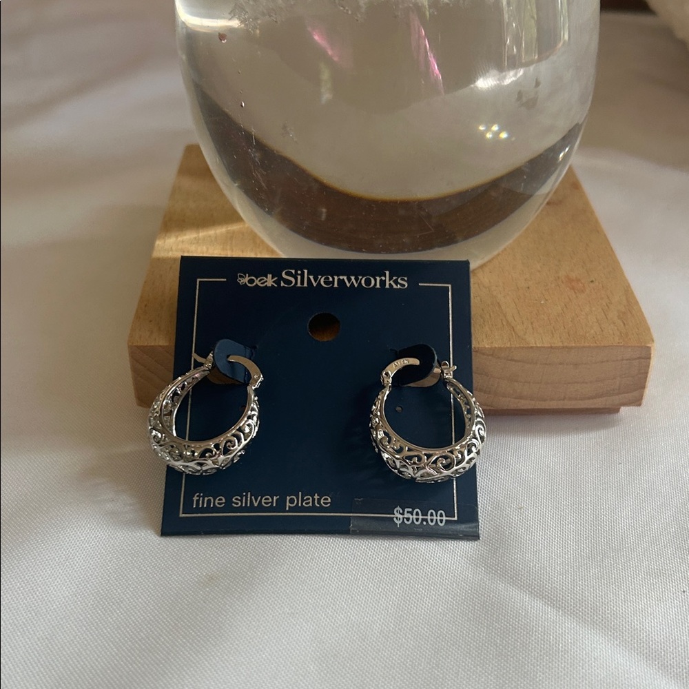 Fine Silver Plate Hoop Earrings